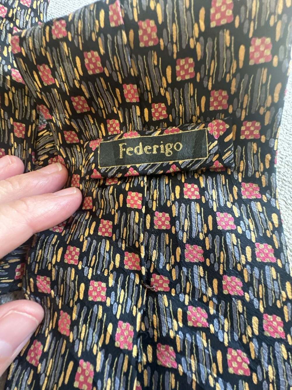 Federigo Silvi Marina Silk Tie Abstract Geometric Print Made In Italy
